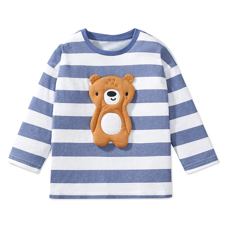 Cartoon Embroidered Kids Long Sleeves Cotton Tops childrensterritory