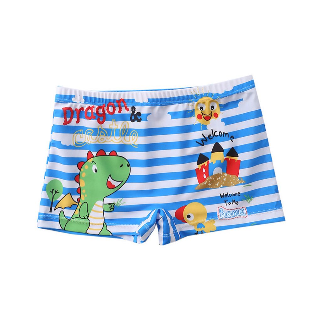 Kids Boys Cartoon Print 3pcs Surfing Beachwear With Cap childrensterritory