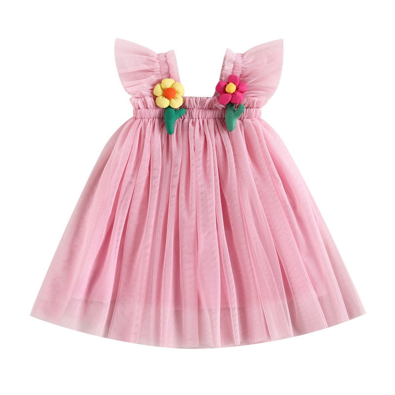 Little Girls Leopard Printed Ruffled Bowknot Party Dress childrensterritory