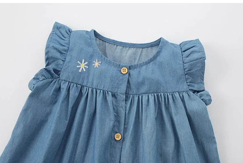 Kids Girls Floral Summer Casual Jeans Dresses childrensterritory