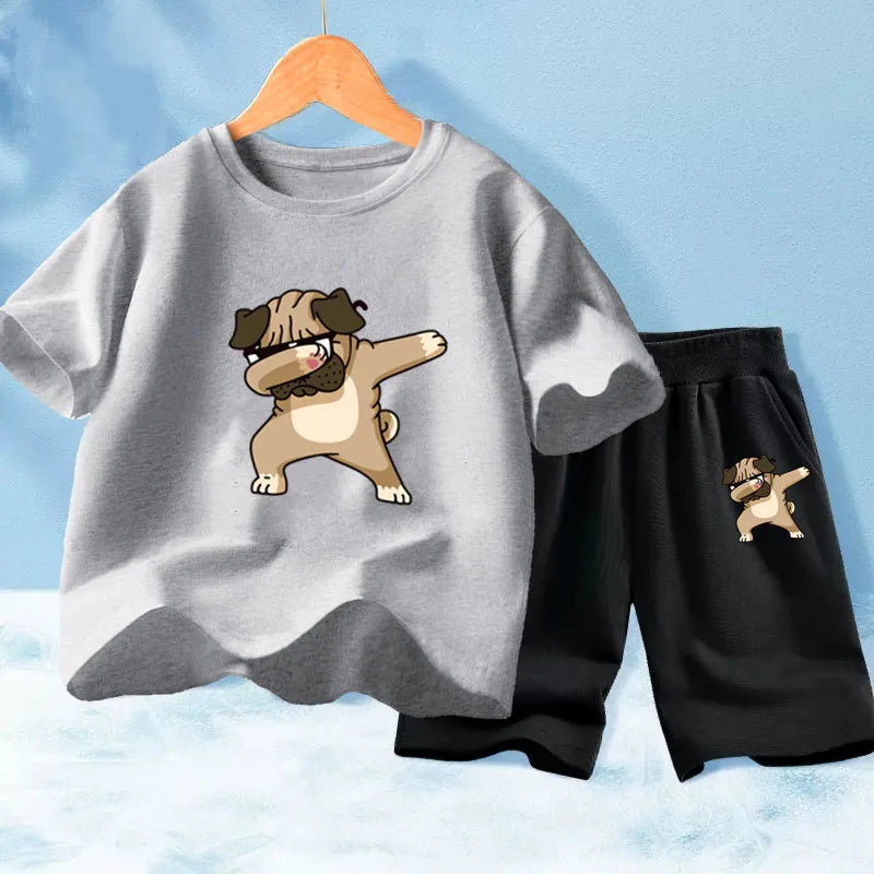 Kids Boys Music Headset Print T-shirt and Shorts Set childrensterritory