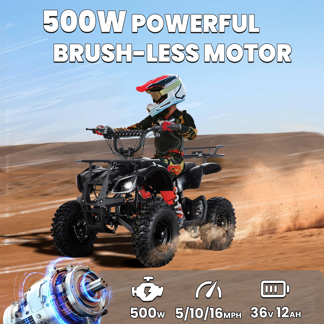 36V Powerful Off-Road Electric Four-Wheeled ATV for Kids childrensterritory
