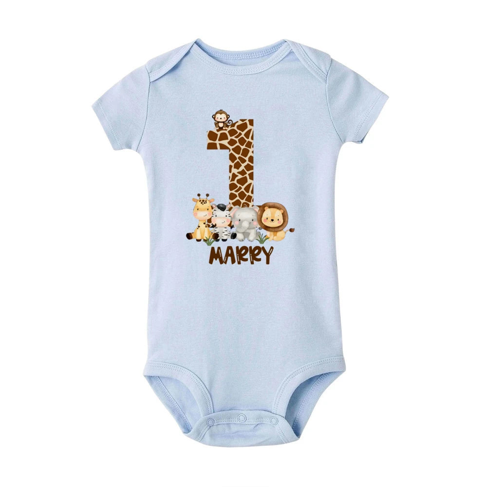 Baby Unisex First Birthday Embroidered Romper