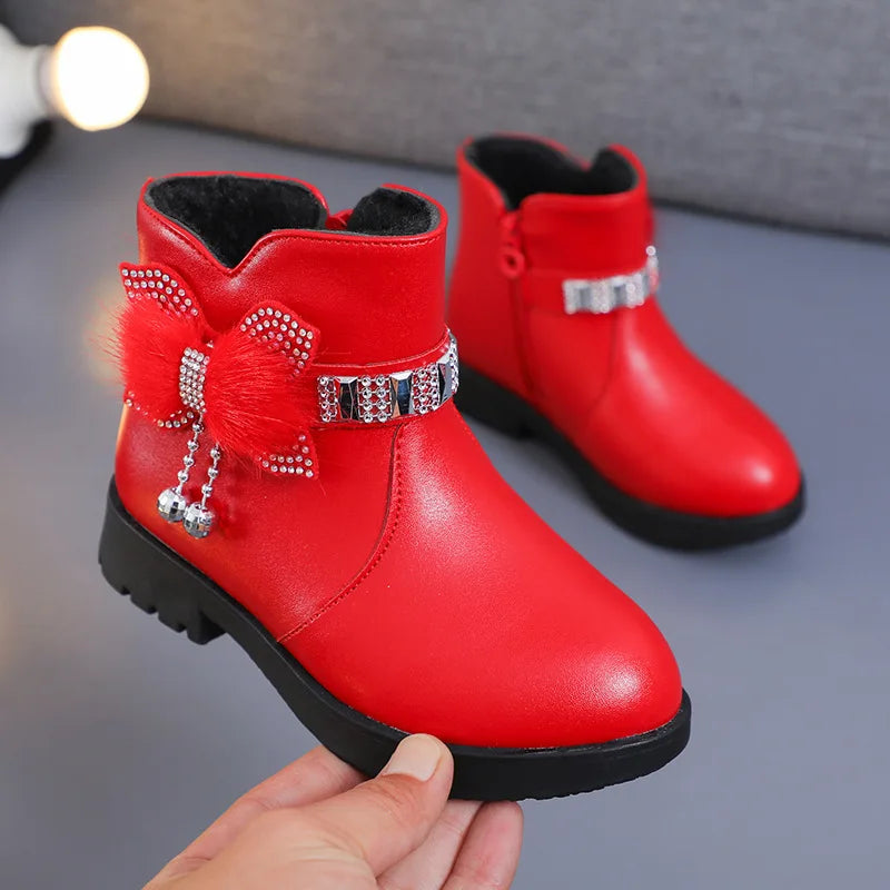 Princess Girls Mid Length Boots With Designer Bows childrensterritory
