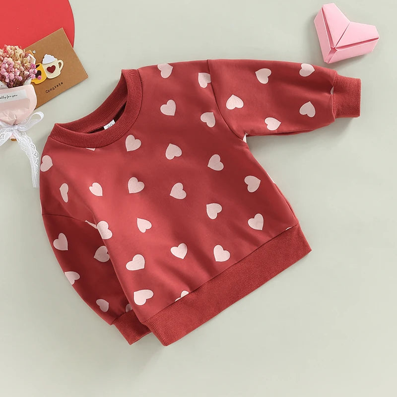 Baby Boys Heart Print Crew Neck Warm Sweatshirt childrensterritory