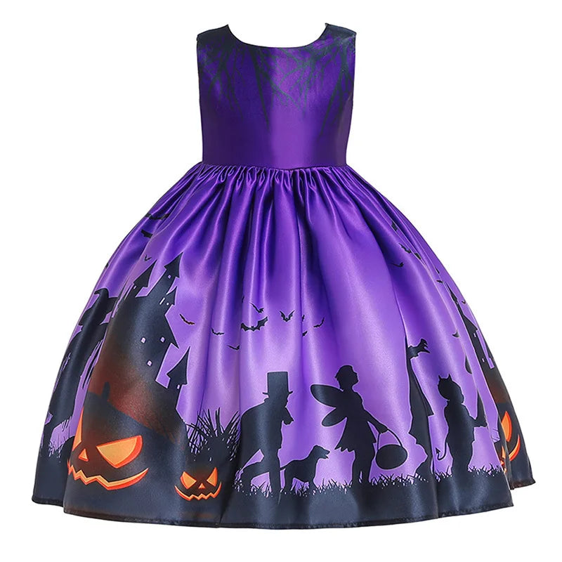 Vampire Pumpkin Print Halloween Costume for Kids Girls