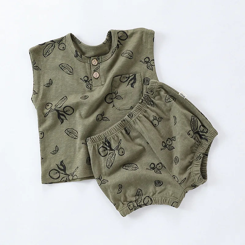 Baby Girl Printed 2pcs Top and Shorts Outfit Set for Summer childrensterritory