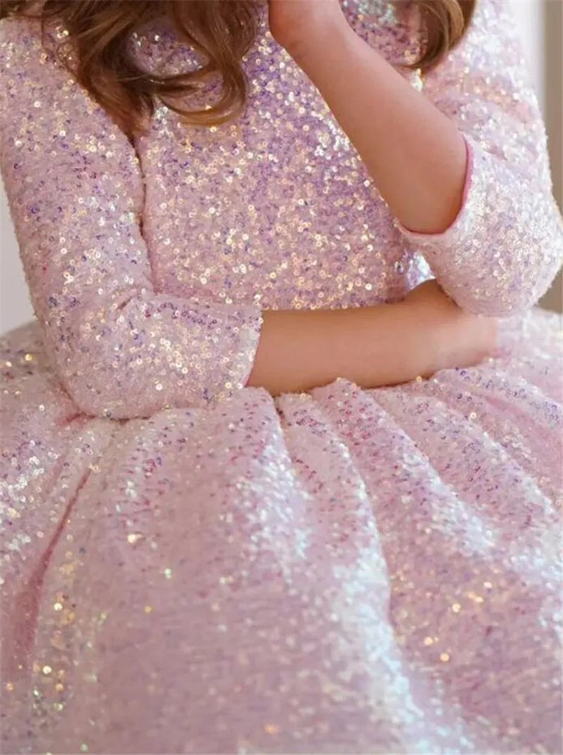 Shiny Sequin Wedding/Birthday Party Dress for Little Girls childrensterritory