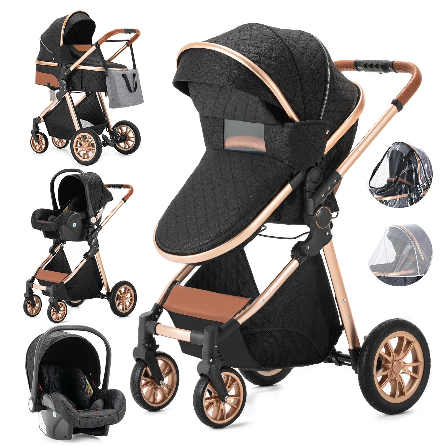 3 in 1 Portable High Landscape Luxury Baby Stroller