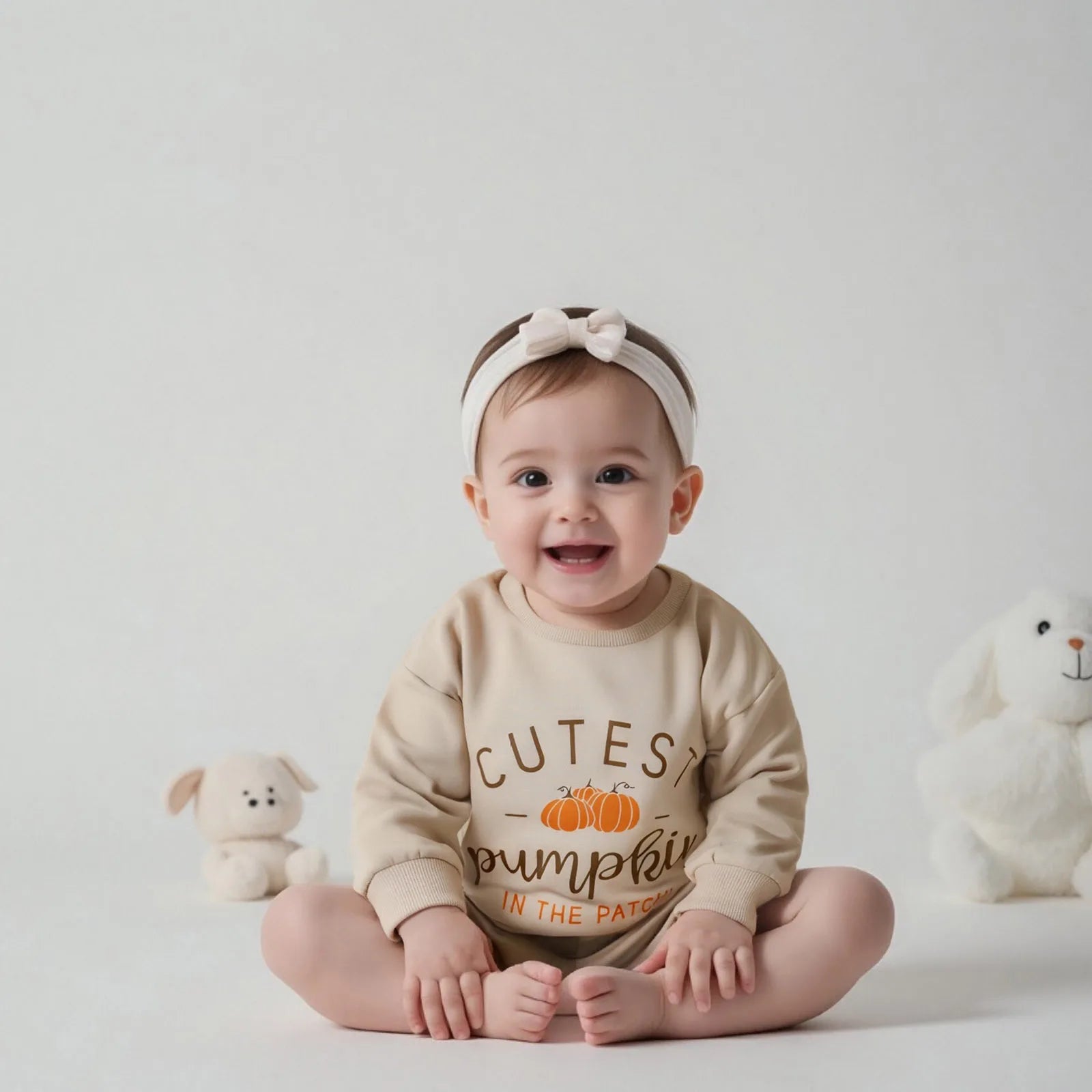 Letter and Pumpkin Print Baby Unisex Halloween Bodysuit