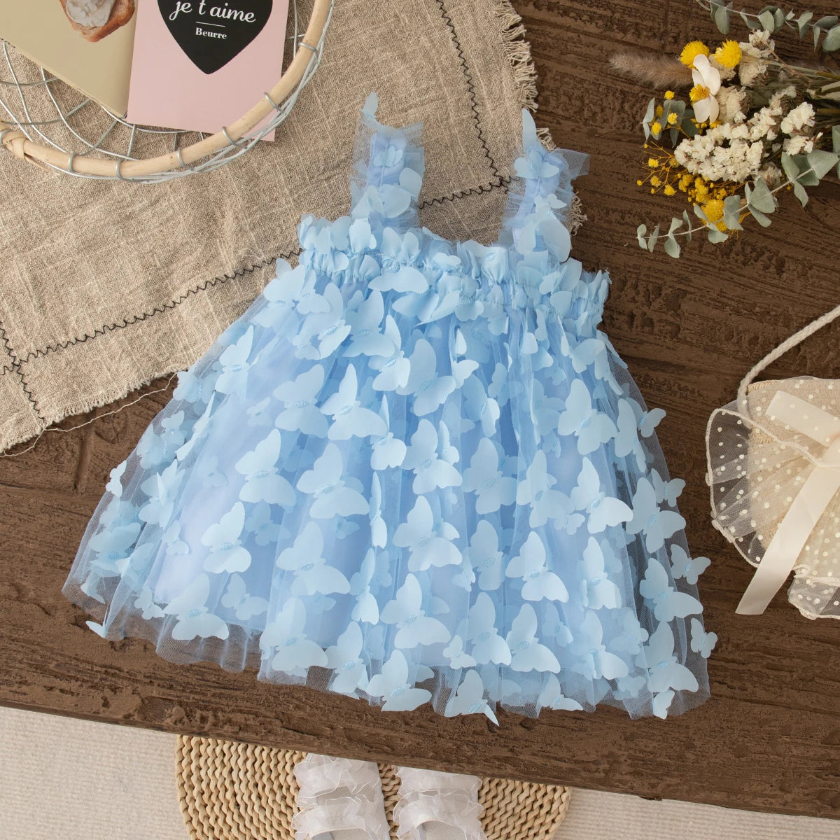Baby Girls Butterfly Embellished Sweet Princess Dresses