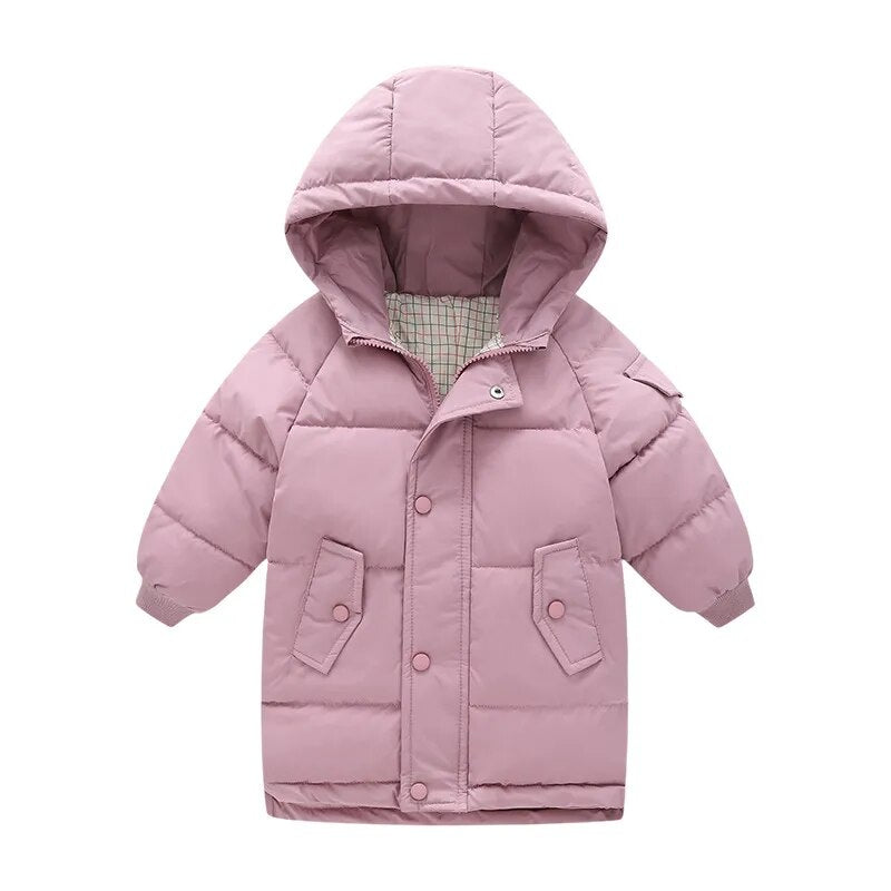 Kids Girls Mid-Length Hooded Windbreaker Coats childrensterritory
