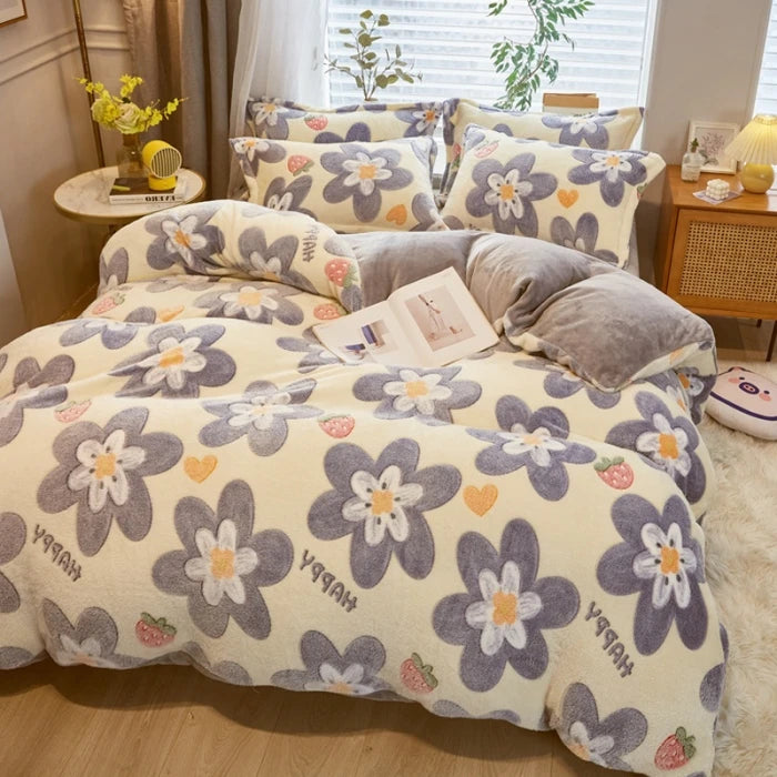 Flannel Fleece 1pc Winter Warm Duvet Cover for Kids Bed