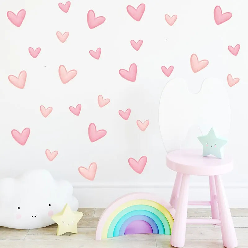 Waterproof Soft Pink Removable Heart Shape Wall Stickers childrensterritory