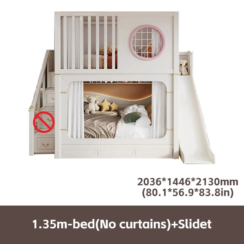 Solid Wooden Multifunctional Kids Bunk Beds with Ladder childrensterritory