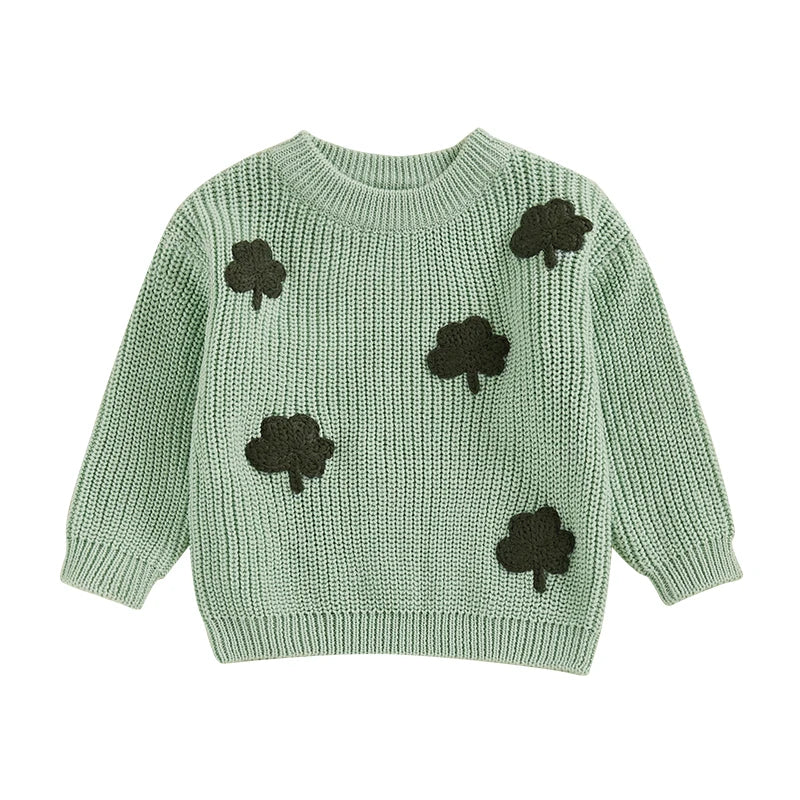 Toddler Clover Embroidery Adorable Pullover Tops childrensterritory