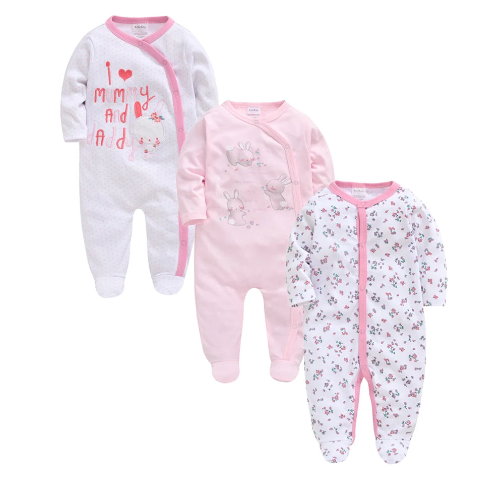 3-4 Pcs/Lot Baby Girls Boys Cartoon Design Cotton Rompers