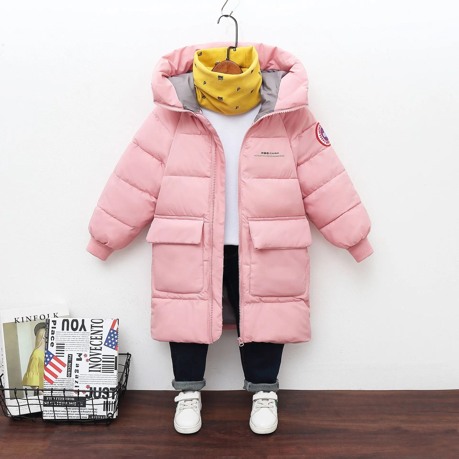 Long Korean Style Down Cotton Jacket for Kids Unisex childrensterritory