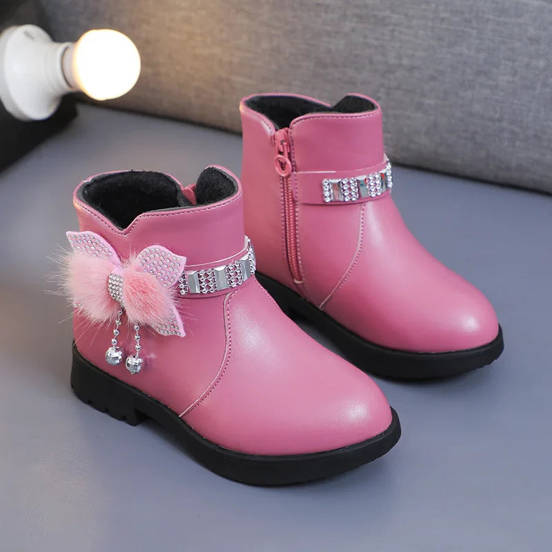 Princess Girls Mid Length Boots With Designer Bows childrensterritory