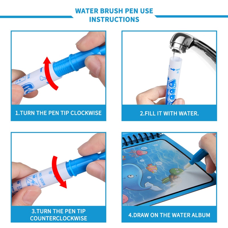 Reusable Magical Water Drawing Book with Pen Kids Toys childrensterritory