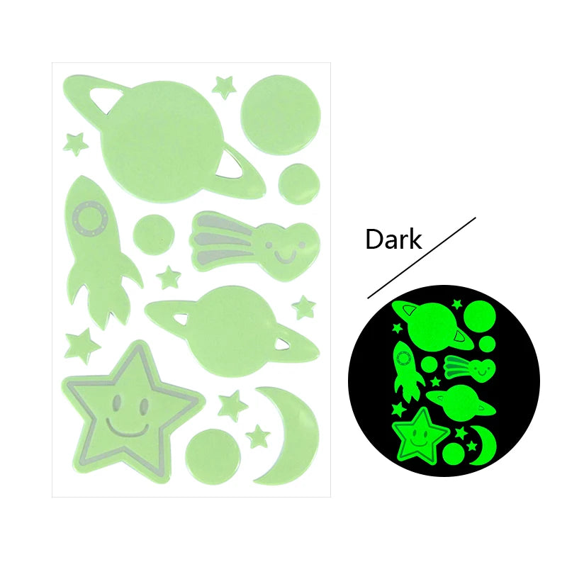 3D Fluorescent Glow in the Dark Wall Decal For Kids Room childrensterritory