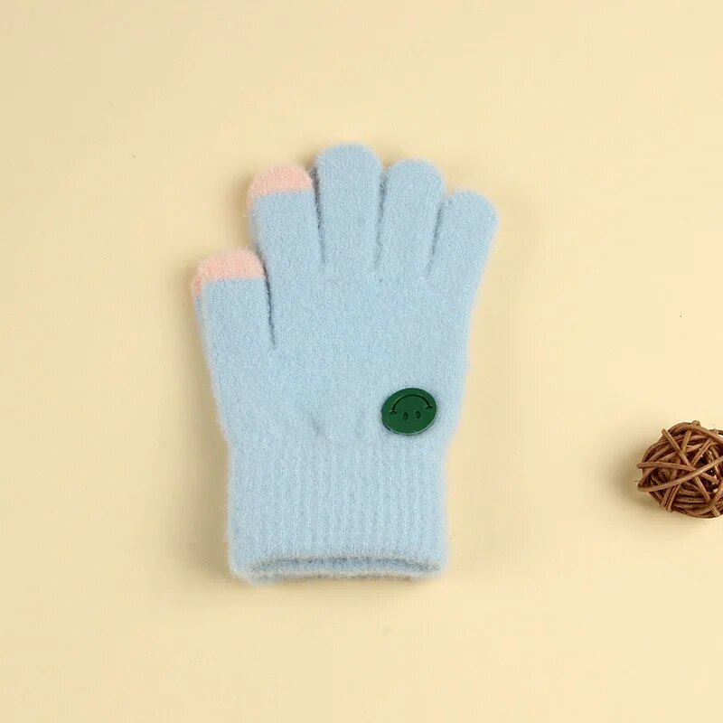Kids Cartoon Design Furry Coral Fleece Short Gloves Mittens childrensterritory