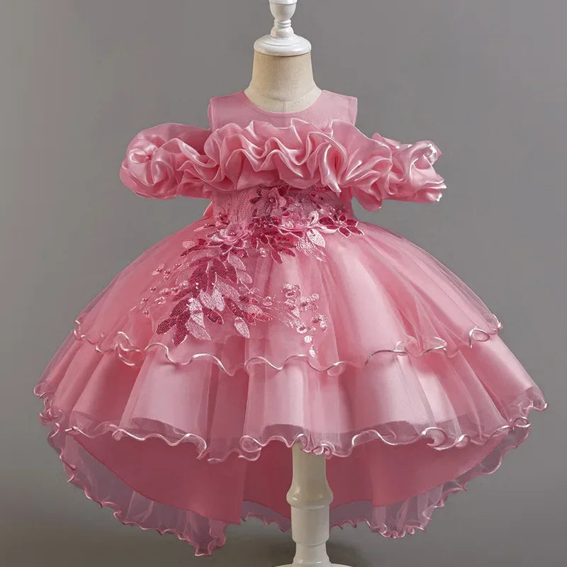 Beaded Sequined First Birthday Party Dresses for Baby Girls