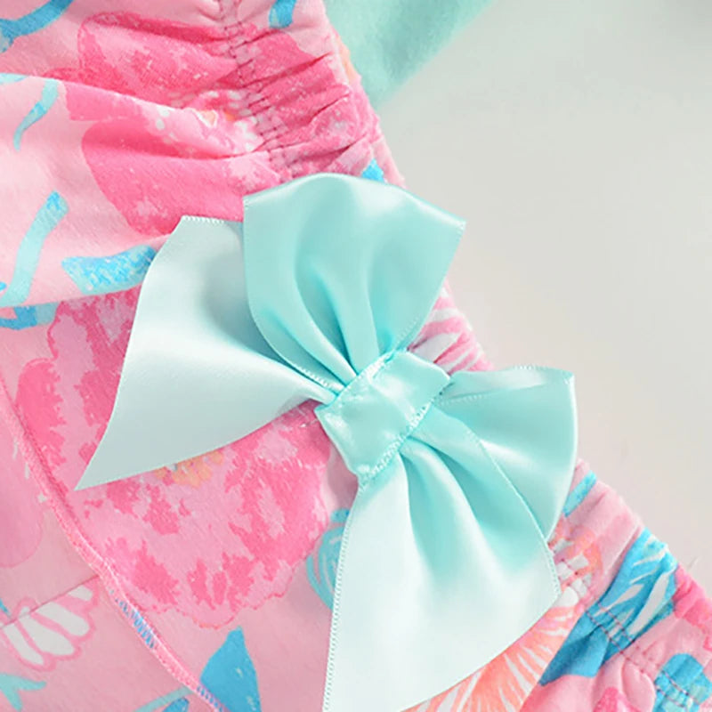 Baby Girls Cartoon Flowers Print 3pcs Clothing Set for Summer childrensterritory