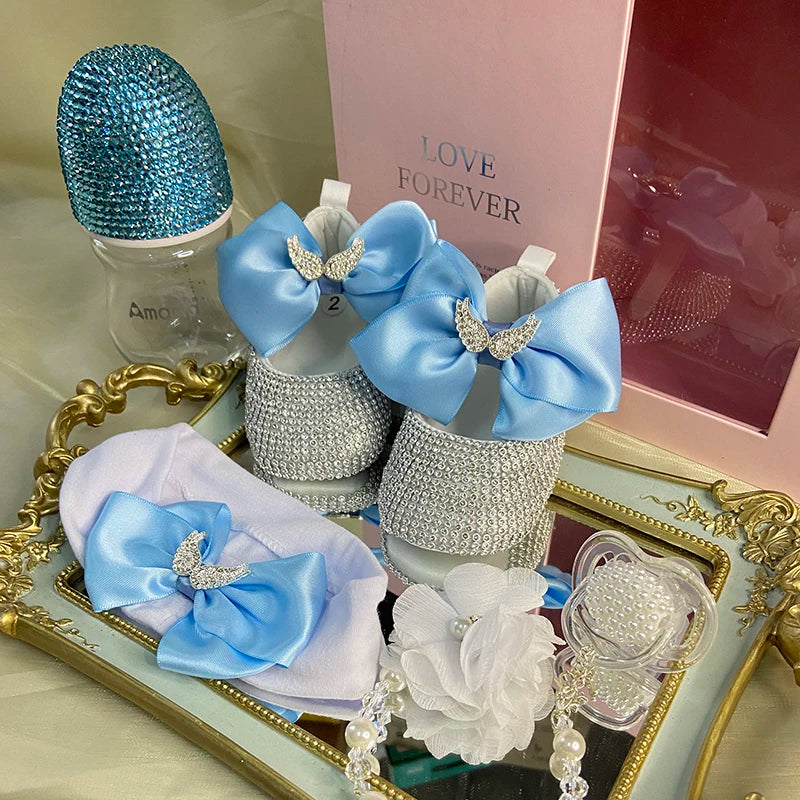 Luxury Keepsake Diamond Baby Bottles and Shoes Headband Set childrensterritory