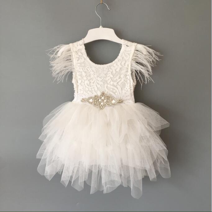 Baby/Kids Girl Tutu Lace Birthday Party Dress with Sashes childrensterritory