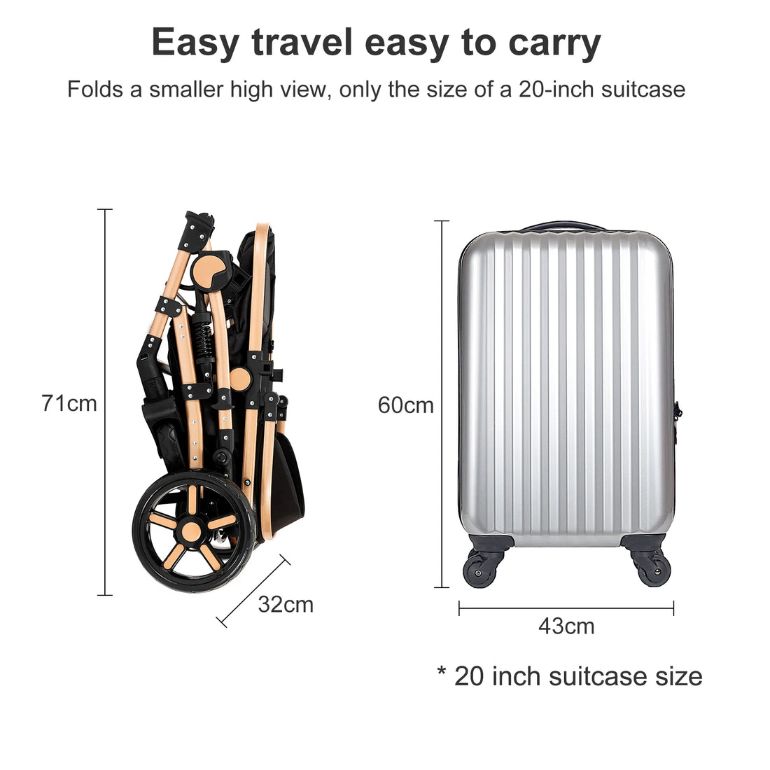 3 in 1 Lightweight and Foldable Baby Stroller