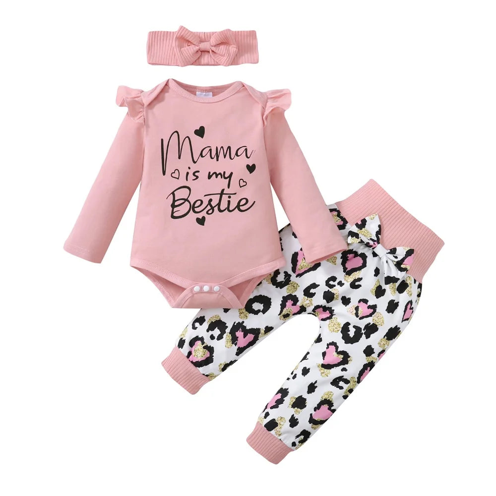 Baby Girls 2pcs Leopard Print Spring/Autumn Outfit Set
