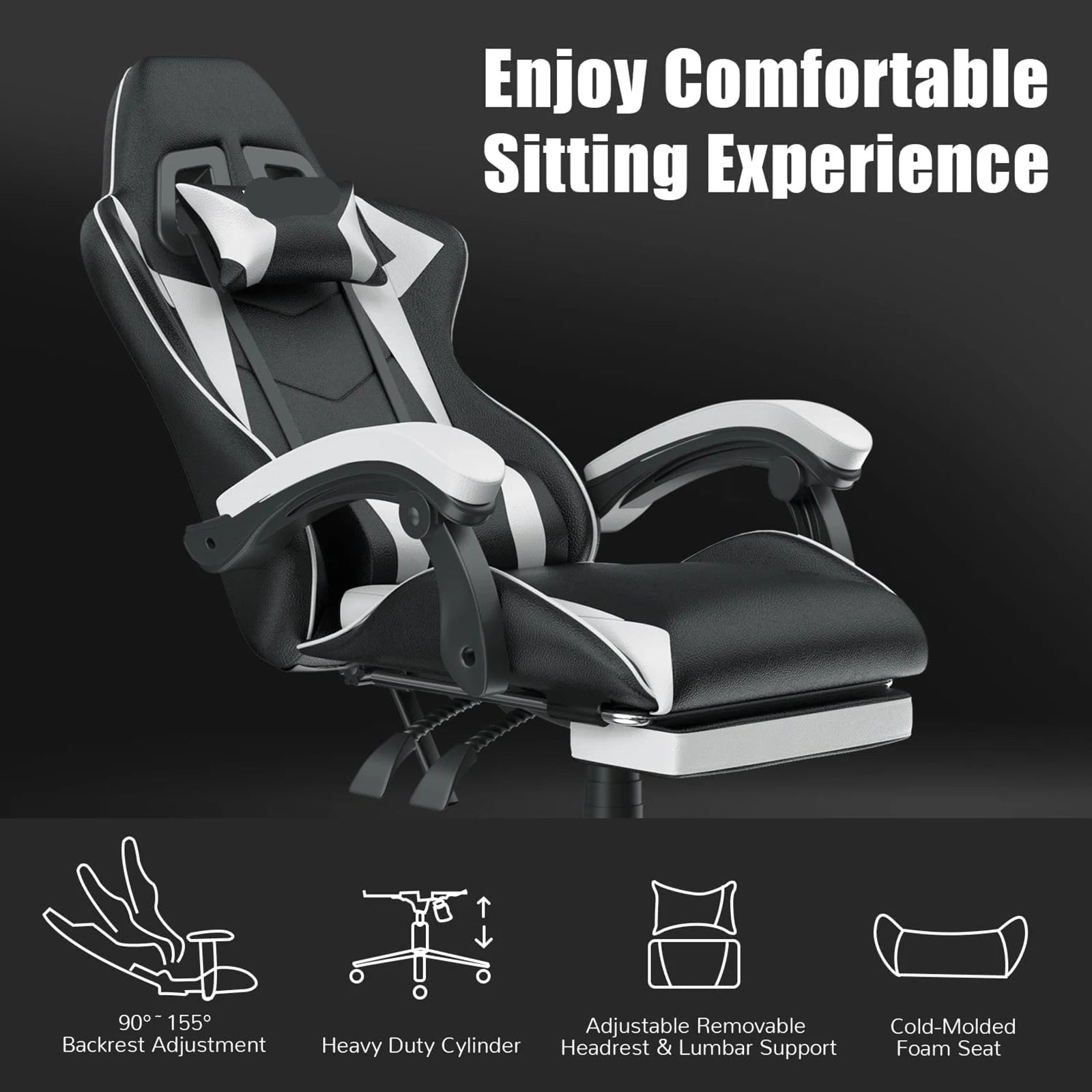 Adaptable Gaming Chair with Headrest and Footrest childrensterritory