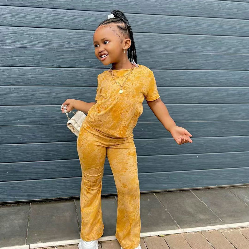 Kids Girls Tie Dye Top with Long Pant Summer Clothing Set childrensterritory