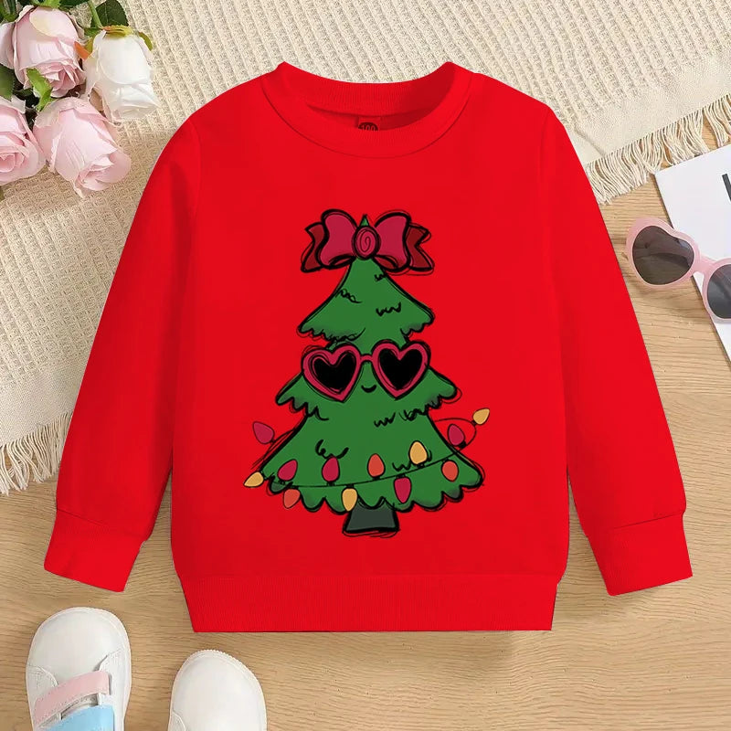 Kids Solid Colors Christmas Graphics Hoodless Sweatshirt childrensterritory
