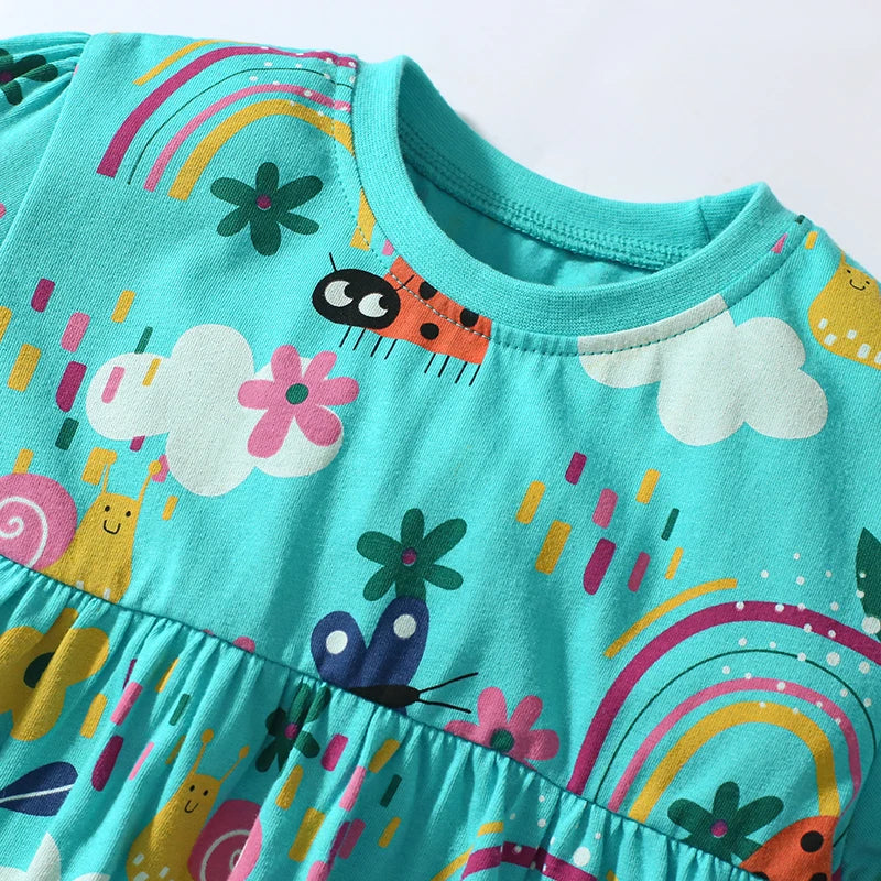 Kids Girls Cartoon Rainbow Design Cotton Clothing Sets childrensterritory