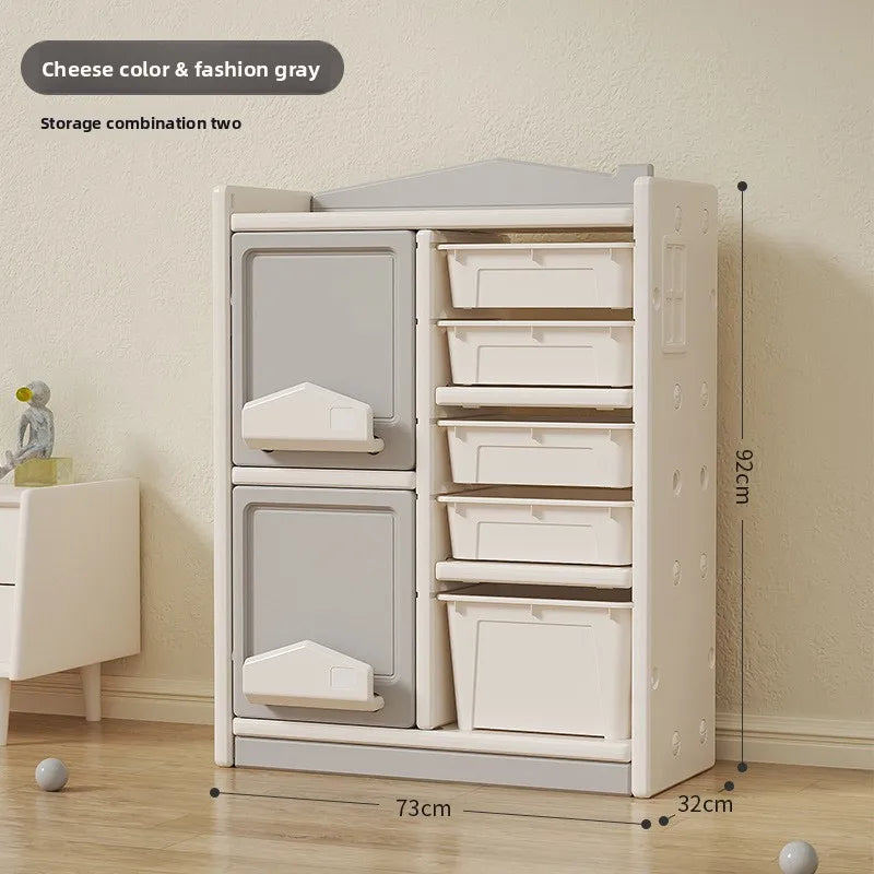 Kids Toy Storage Organizer with Three Cabinets and Ten Toy Bins
