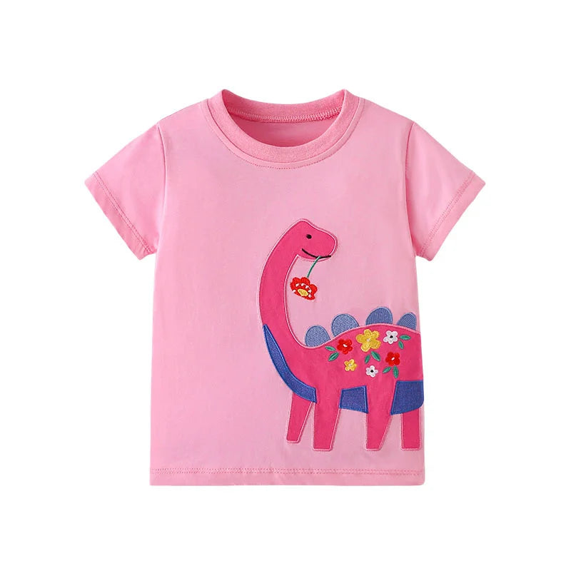 Kids Girls Cartoon Unicorns Design Summer Cotton Tees