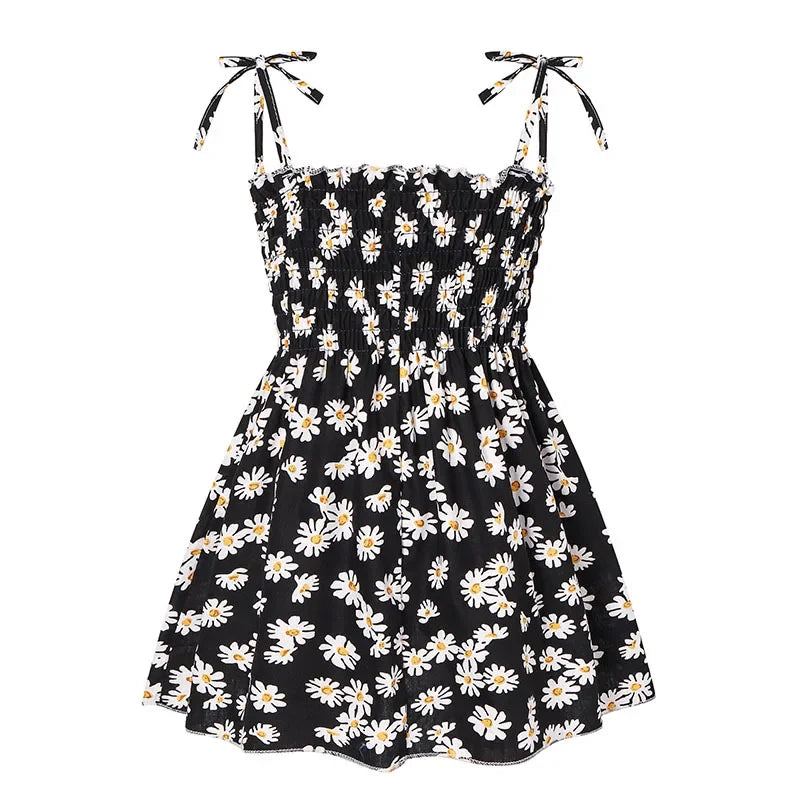 Little Girls Floral Halter Style Summer Cotton Dresses childrensterritory
