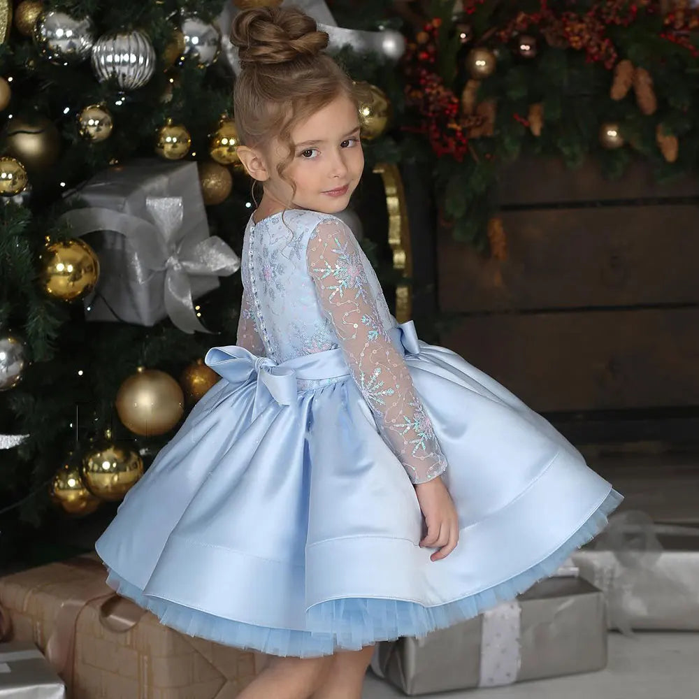 Kids Girls Sequins Princess Ball Gown for Prom Party