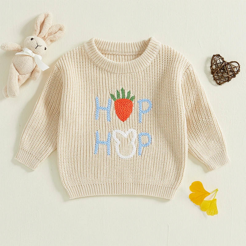 Toddler Girls Letter Print Knitted Warm Autumn Sweaters childrensterritory