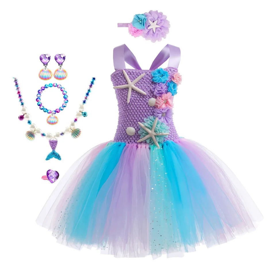 Girls Mermaid Style Tutu Princess Birthday/Halloween Party Dresses childrensterritory