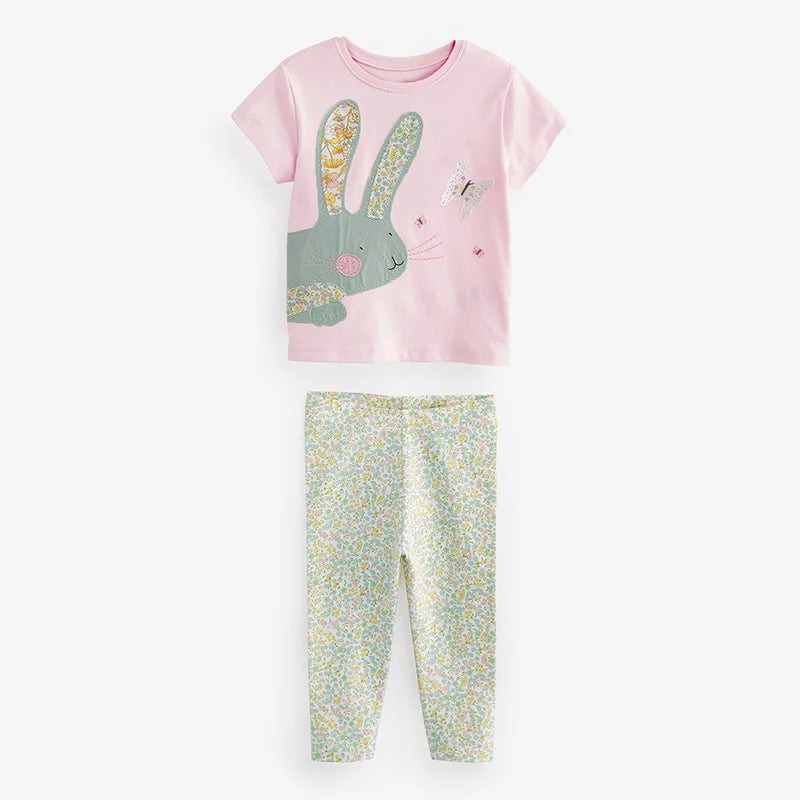 Cartoon Print Summer Dailywear Clothing Set For Girls childrensterritory