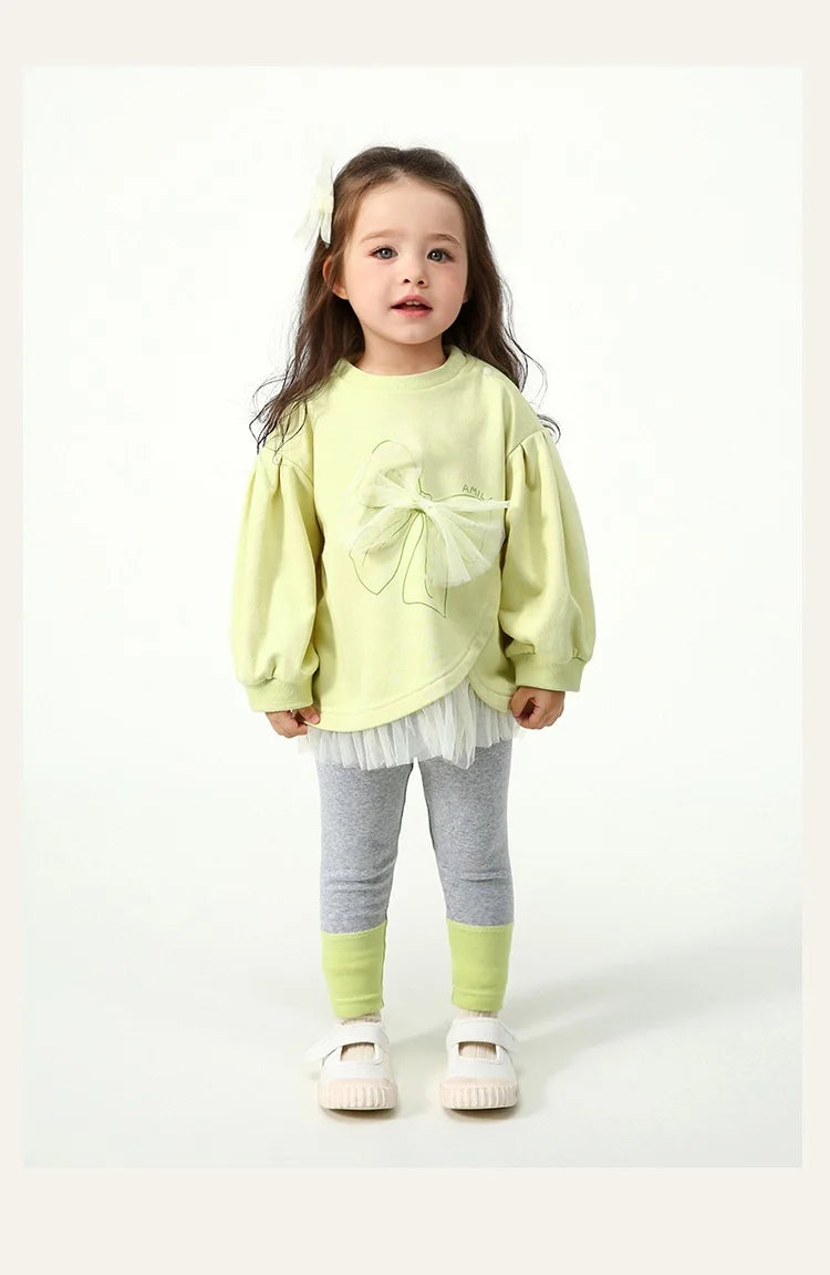 Toddler Girls Solid Color Loose Sweatshirt and Leggings Outfit Set childrensterritory