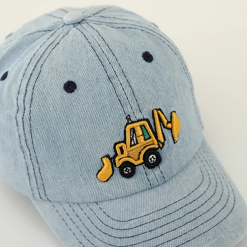 Little Boys Grls Bulldozer Embroidered Cotton Baseball Caps childrensterritory