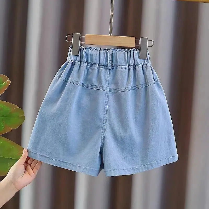 Girls Pearl Decorated Pleated Skirt Shorts for Summer childrensterritory
