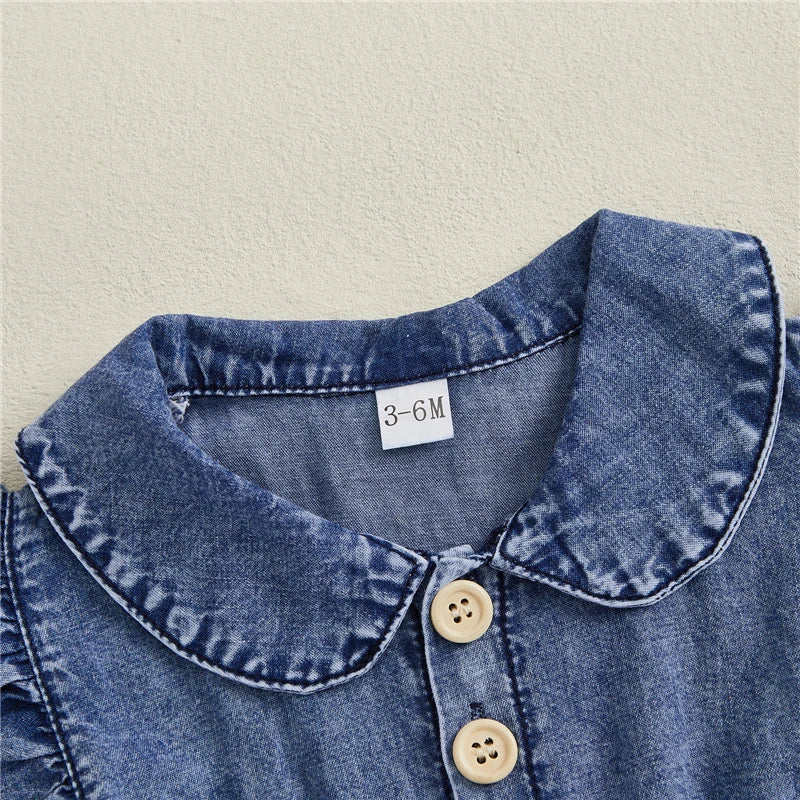 Baby Girls Denim Blue Cotton Romper