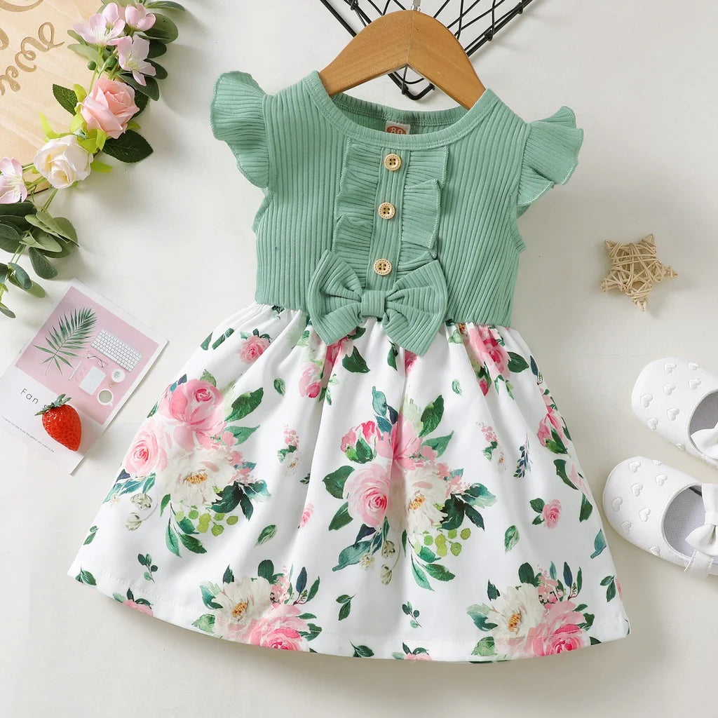 Little Girls Sleeveless Floral Princess Dress for Summer childrensterritory