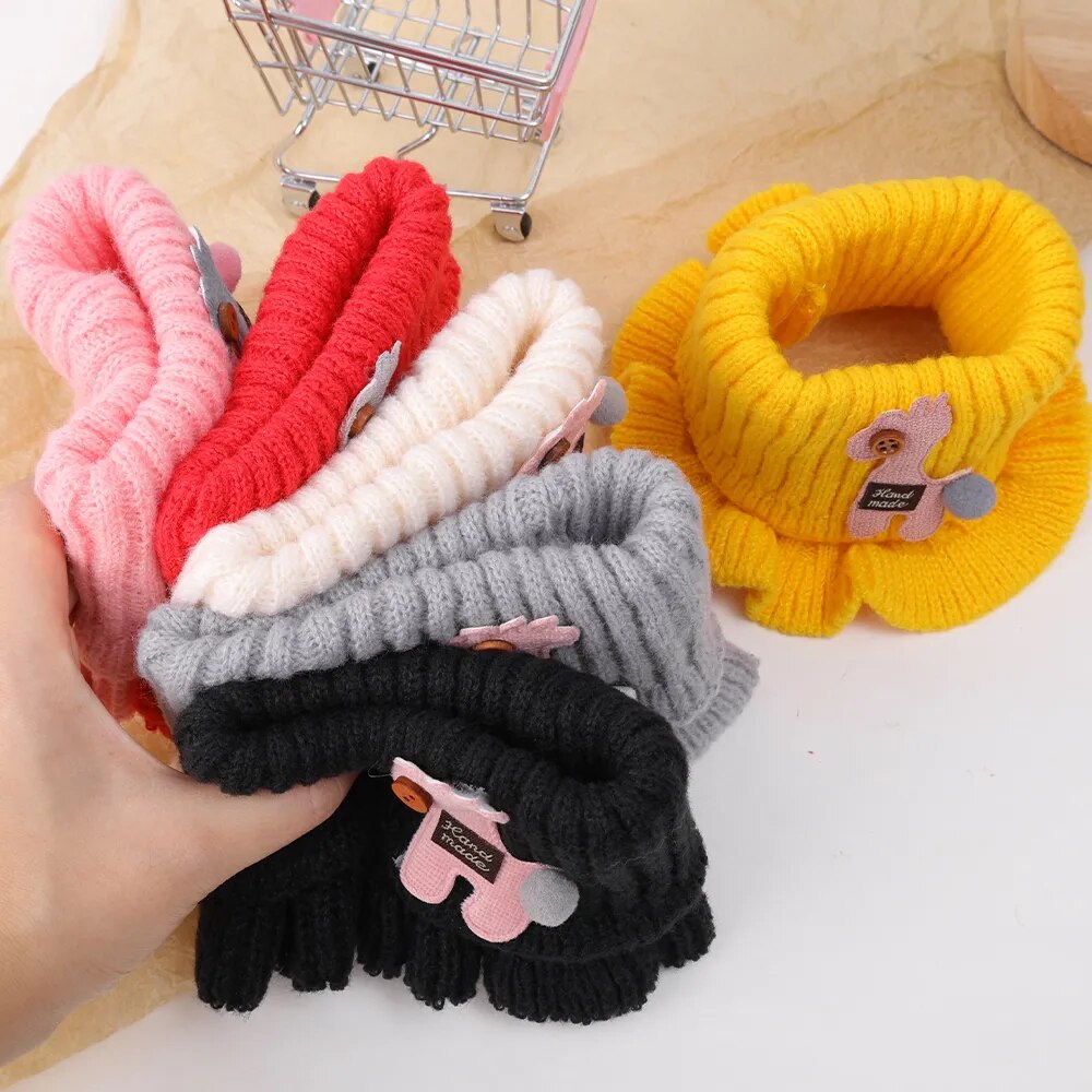 Kids Warm Thick Cartoon Giraffe Knit Scarfs Neck Sets childrensterritory