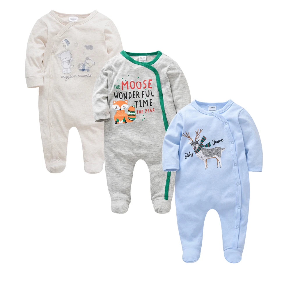 3-4 Pcs/Lot Baby Girls Boys Cartoon Design Cotton Rompers